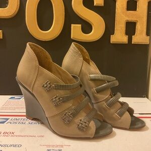 $15 FIRM Women's Taupe Strappy Wedge Heels